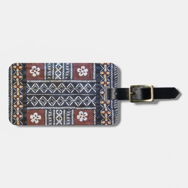 Fiji Tapa Cloth Print Luggage Tag (Front Horizontal)