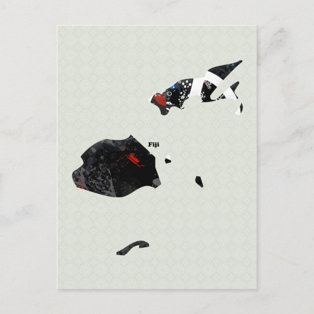 Fiji Trendy Peace Sign with Fijian map Postcard (Front)