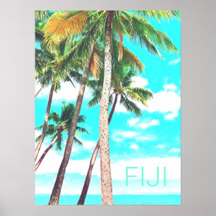 Fiji tropical coconut palm trees travel print