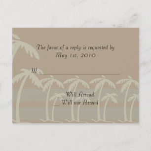 Fiji: Tropical Palm Trees in Taupe, Creme, Blue Invitation Postcard