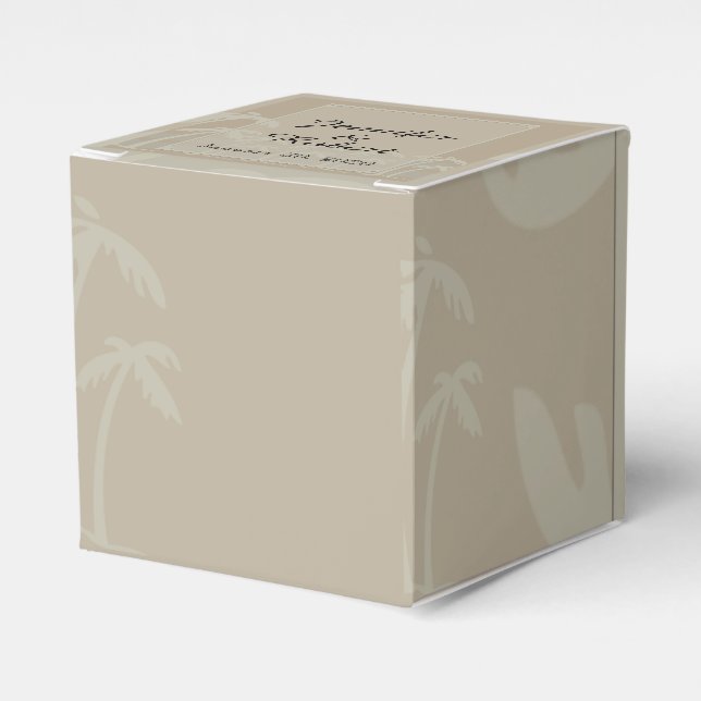 Fiji: Tropical Palm Trees Wedding Favour Box (Front Side)