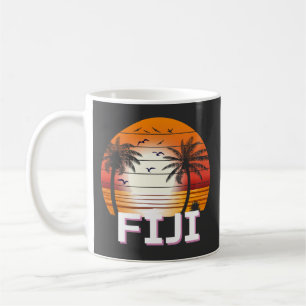 Fiji Vintage Palm Trees Summer Beach Coffee Mug