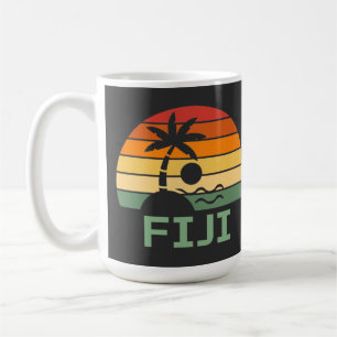 Fiji Vintage Palm Trees Summer Beach Coffee Mug