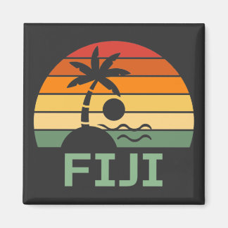 Fiji Vintage Palm Trees Summer Beach Magnet