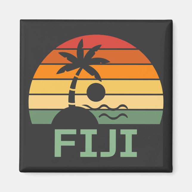Fiji Vintage Palm Trees Summer Beach Magnet (Front)