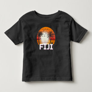 Fiji Vintage Palm Trees Summer Beach Toddler T-Shirt