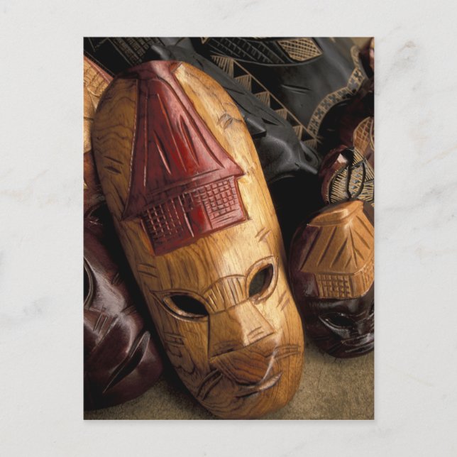 Fiji, Viti Levu Masks at a town market. Postcard (Front)