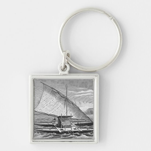 Fijian double canoe from The History of Key Ring (Front)