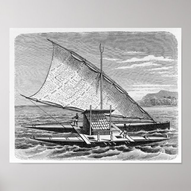 Fijian double canoe from The History of Poster (Front)