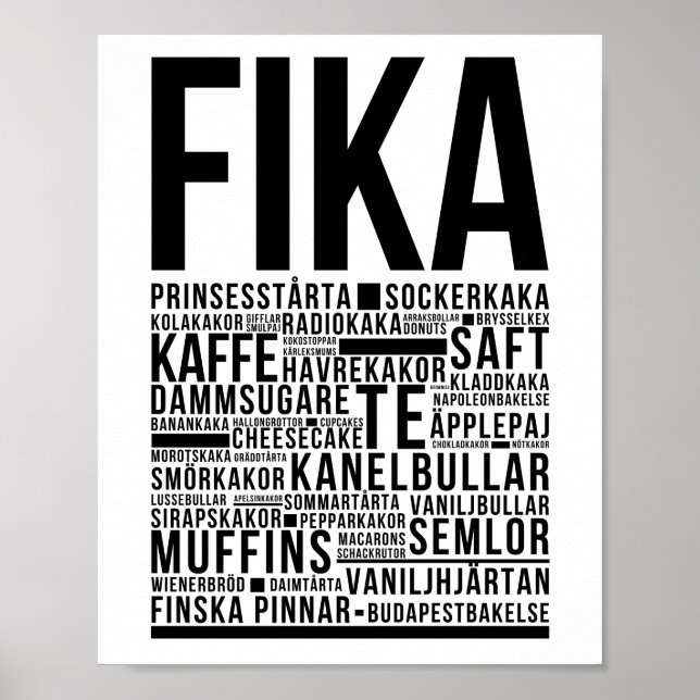 Fika swedish coffee sweets Typography  Poster (Front)