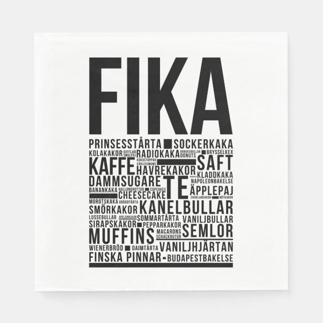 Fika swedish coffee sweets Typography  Poster Napkin (Front)