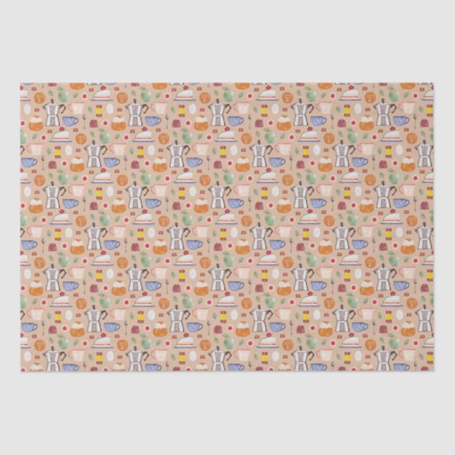 Fika (Tender Peach) – Watercolor Pattern Tissue Paper (Front)