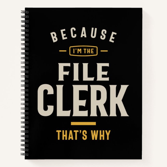 File Clerk Job Title Profession Notebook (Front)