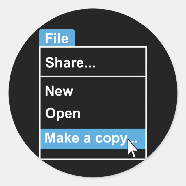 File Make a Copy Computer Science Classic Round Sticker (Front)