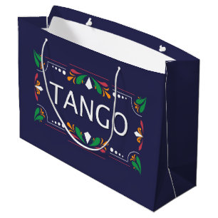 Fileteado Argentine Tango Floral on Blue Large Gift Bag