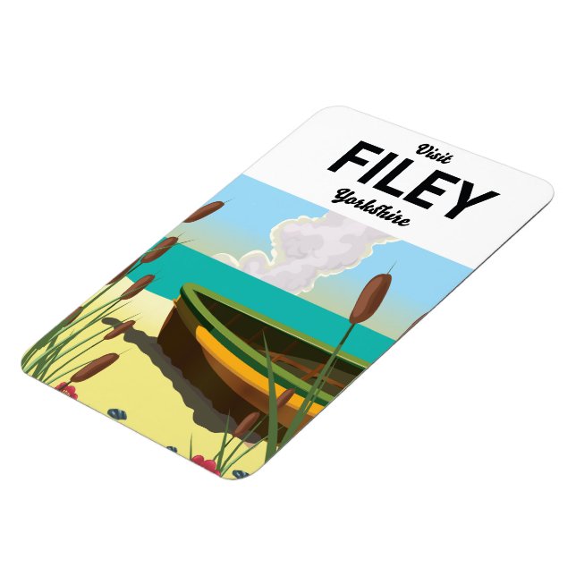 Filey, Yorkshire Seaside travel poster Magnet (Left Side)