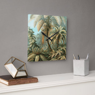 Filicinae by Ernst Haeckel, Vintage Fern Plants Square Wall Clock