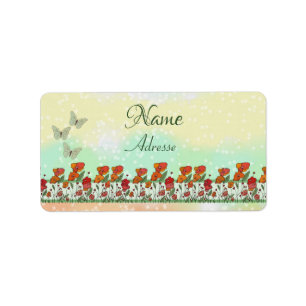 filigraner Mohn adressaufkleber Label