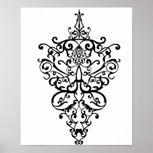 Filigree black poster