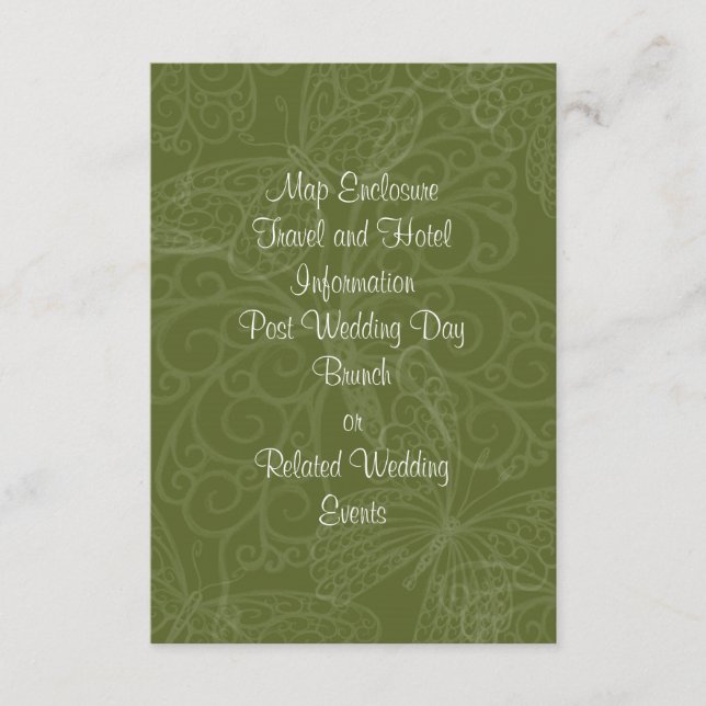 Filigree Butterfly Enclosure Card in Olive Green (Front)
