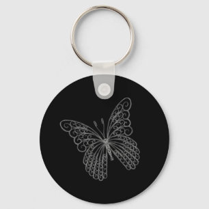 Filigree Butterfly Key Chain in Black