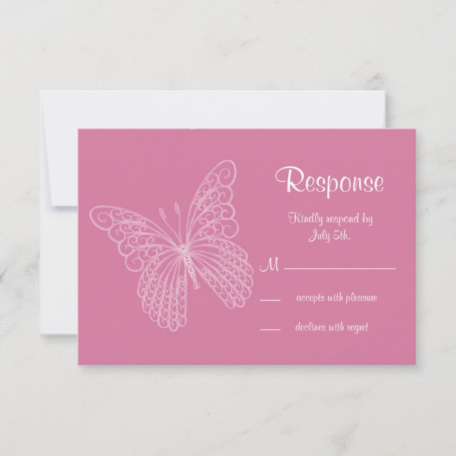 Filigree Butterfly RSVP in Pink (Front)