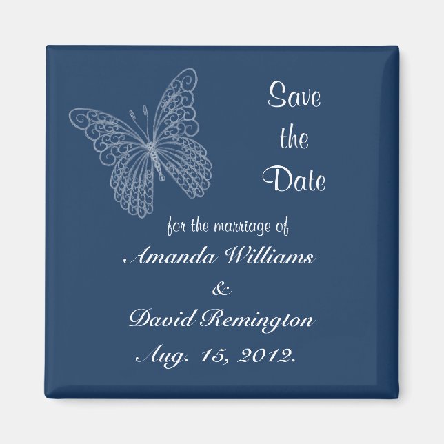 Filigree Butterfly Save The Date Magnet (Front)