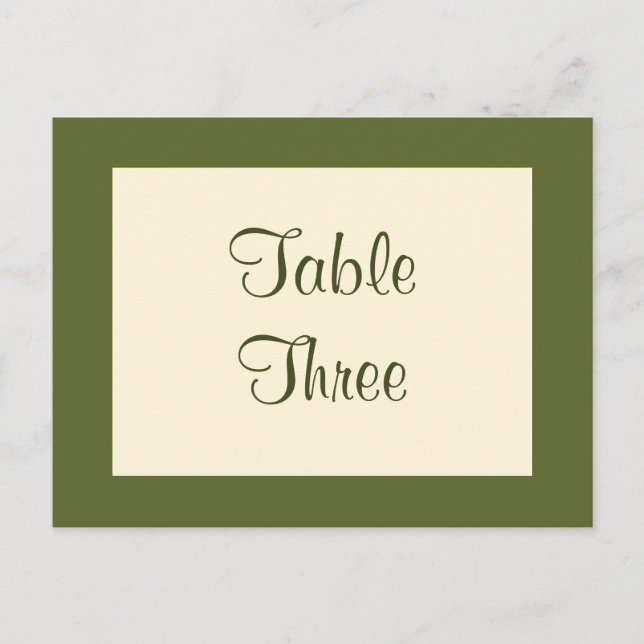 Filigree Butterfly Table Number (olive green) Postcard (Front)