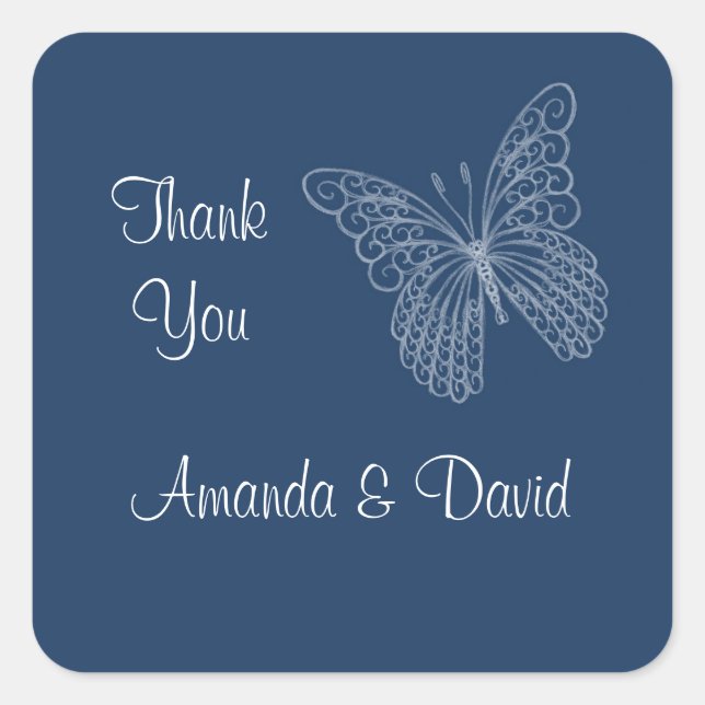 Filigree Butterfly Thank You Sticker (Front)
