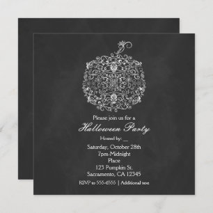 Filigree Chalkboard Fall Pumpkin Fall Invitations