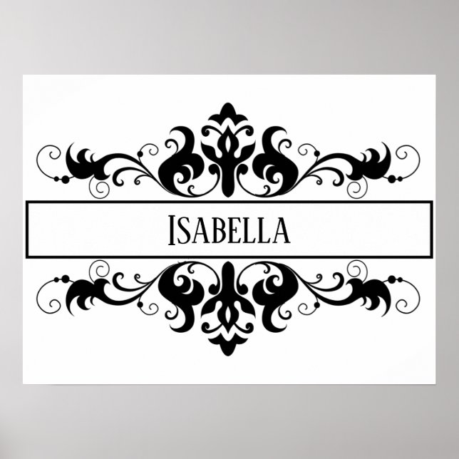 Filigree frame personalised name poster (Front)