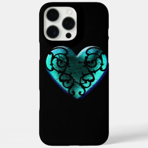 Filigree Goth Ice Blue Heart iPhone 16 Pro Max Case