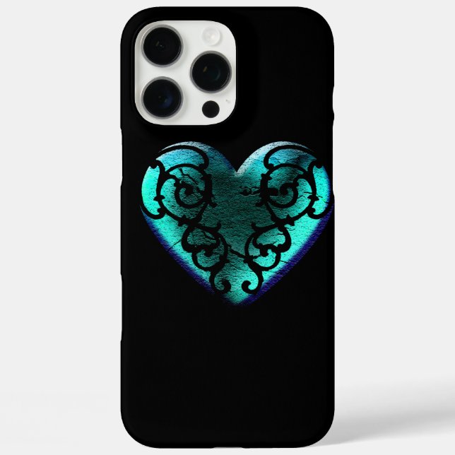 Filigree Goth Ice Blue Heart Case-Mate iPhone Case (Back)