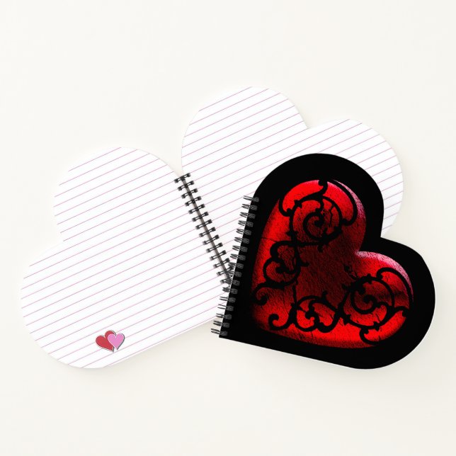 Filigree Goth Red Heart Notebook (Inside)