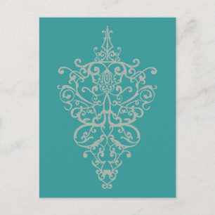 filigree green postcard