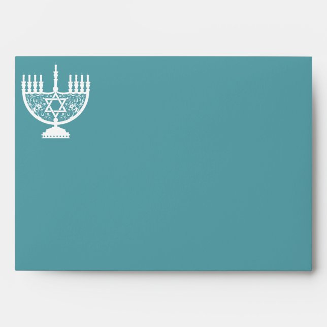 Filigree Hanukkah Menorah Envelope (Front)