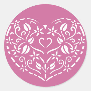 Filigree Heart Classic Round Sticker