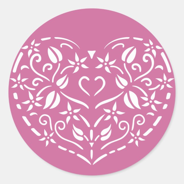 Filigree Heart Classic Round Sticker (Front)
