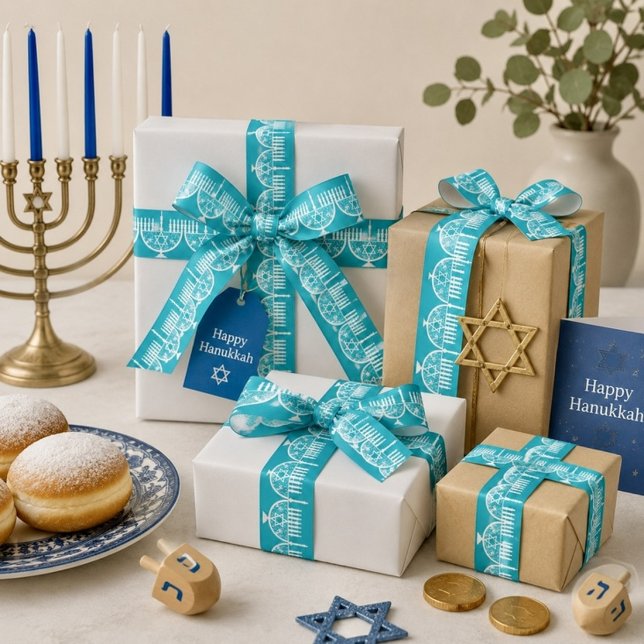 Filigree menorah satin ribbon (Creator Uploaded)