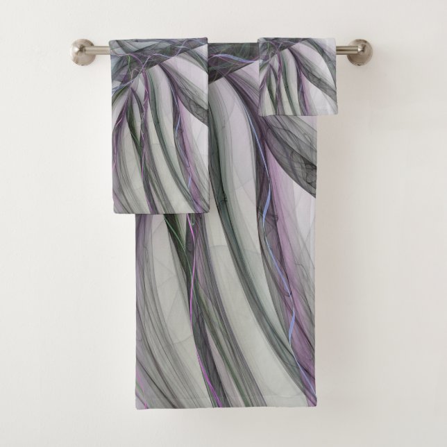 Filigree Motions Modern Abstract Swinging Fractal Bath Towel Set (Insitu)