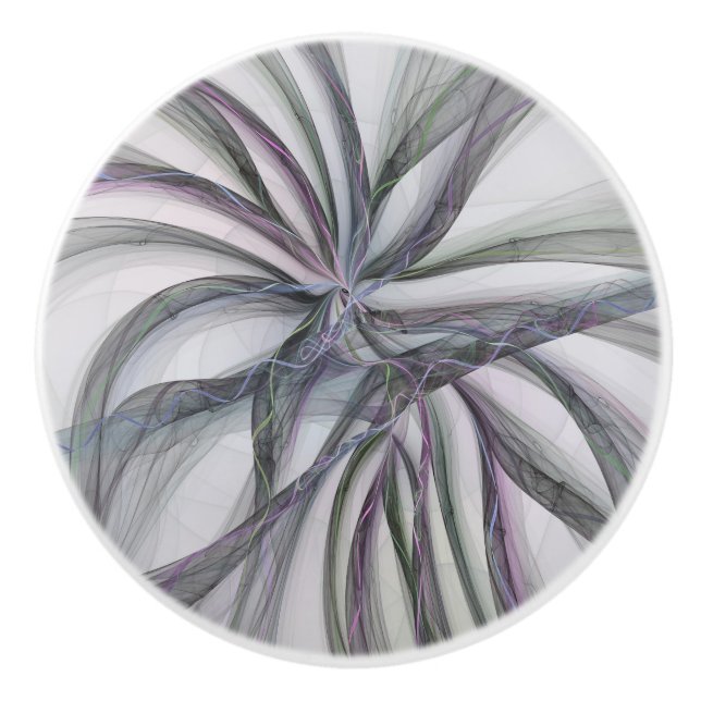 Filigree Motions Modern Abstract Swinging Fractal Ceramic Knob (Front)