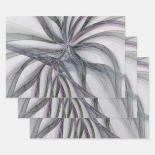 Filigree Motions Modern Abstract Swinging Fractal Wrapping Paper Sheet