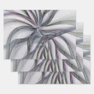 Filigree Motions Modern Abstract Swinging Fractal Wrapping Paper Sheet