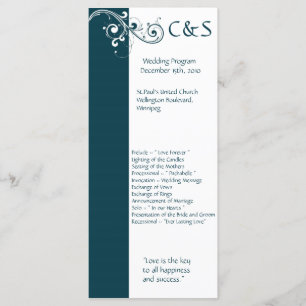 Filigree Navy/White Wedding Programs Programme