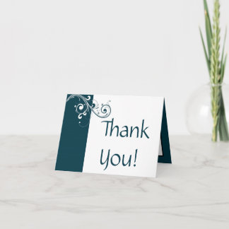 Filigree Navy/White Wedding Thank You Card