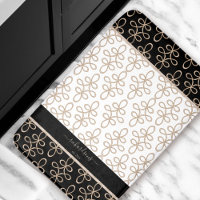 Filigree Pattern Monogram Beige Black Elegant