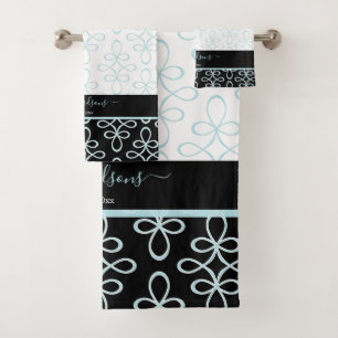 Filigree Pattern Monogram Stylish Elegant  Bath Towel Set