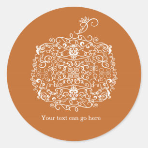 Filigree Pumpkin Elegant Autumn Fall Favour Sticke Classic Round Sticker