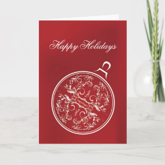 Filigree Red Ornament Holiday Card