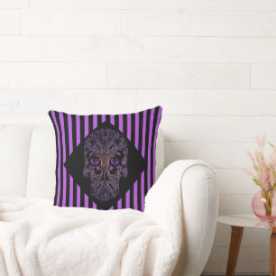 Filigree Skull in Shades of Purple Cushion